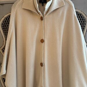 Rena Lange Cream Button-Up Poncho